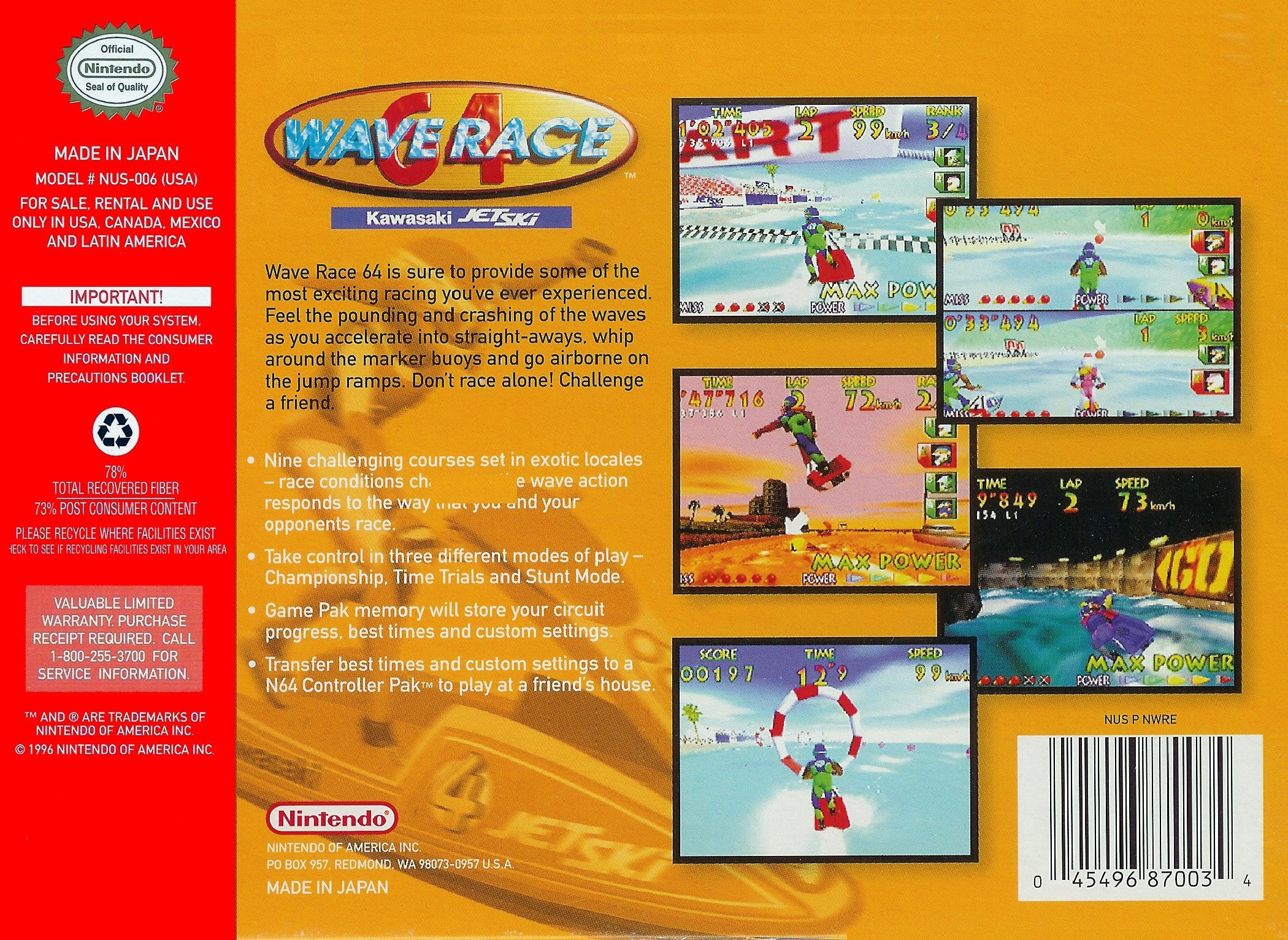 Wave Race 64 N64 - Video Game - Used - CaveGamers - Image 2