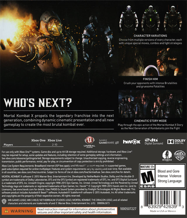 Mortal Kombat X Xbox One - Video Game - Used - CaveGamers - Image 2