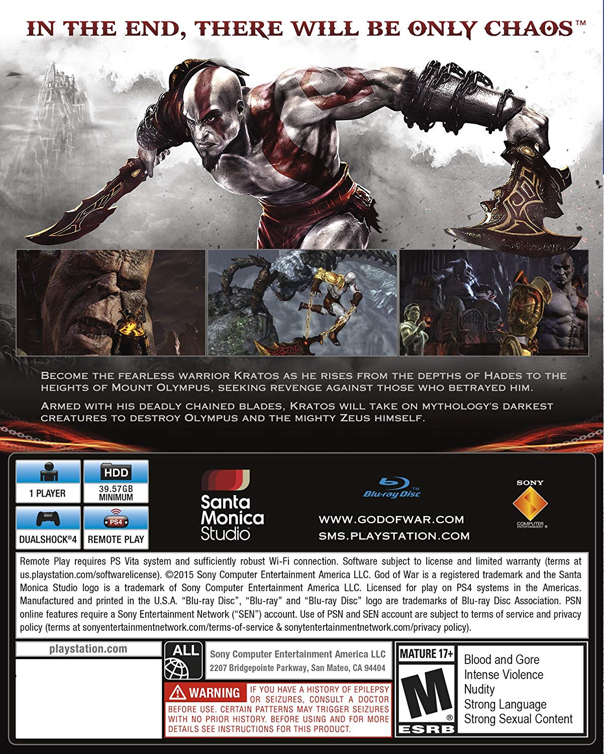 God of War III: Remastered PS4 - Video Game - Used - CaveGamers - Image 2