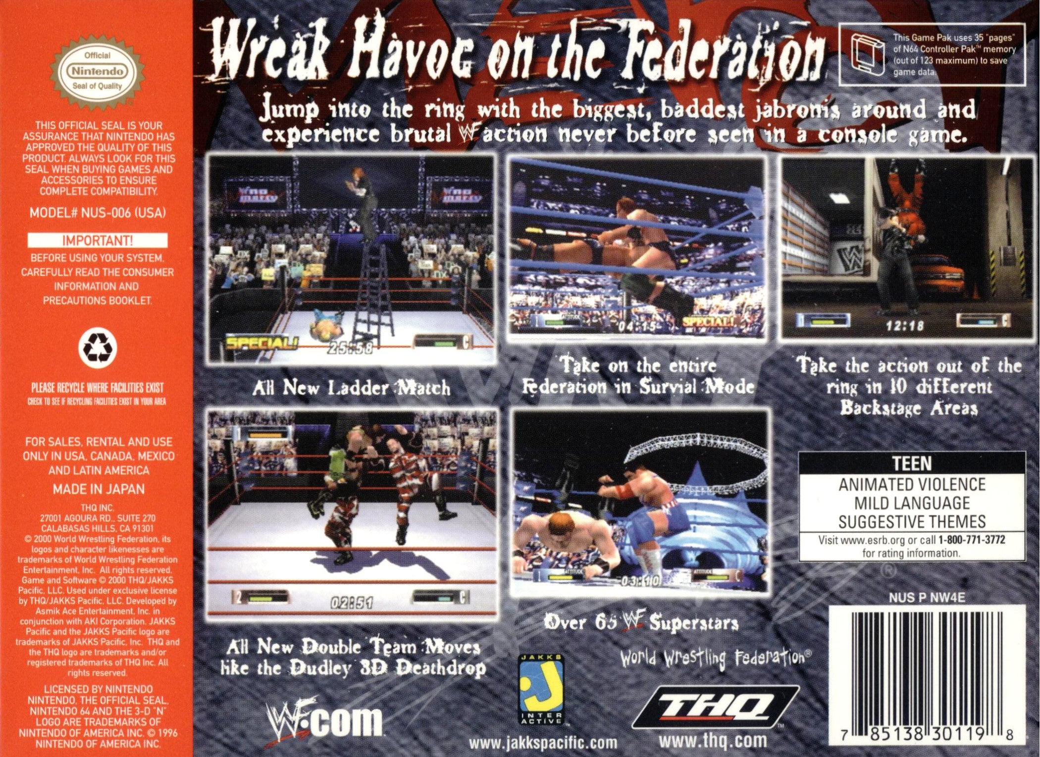 WWF No Mercy N64 - Video Game - Used - CaveGamers - Image 2