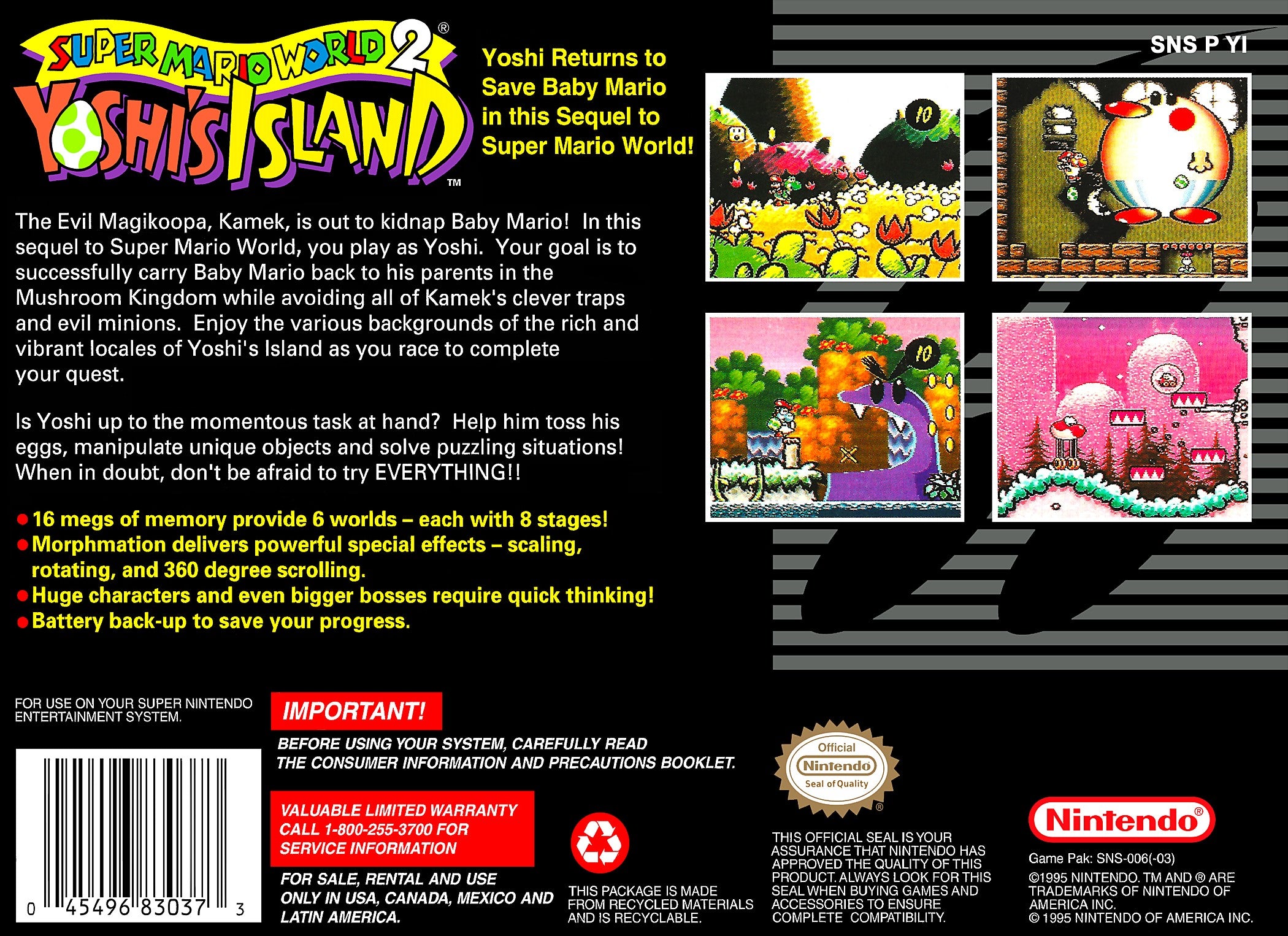 Super Mario World 2: Yoshi's Island SNES - Video Game - Used - CaveGamers - Image 2