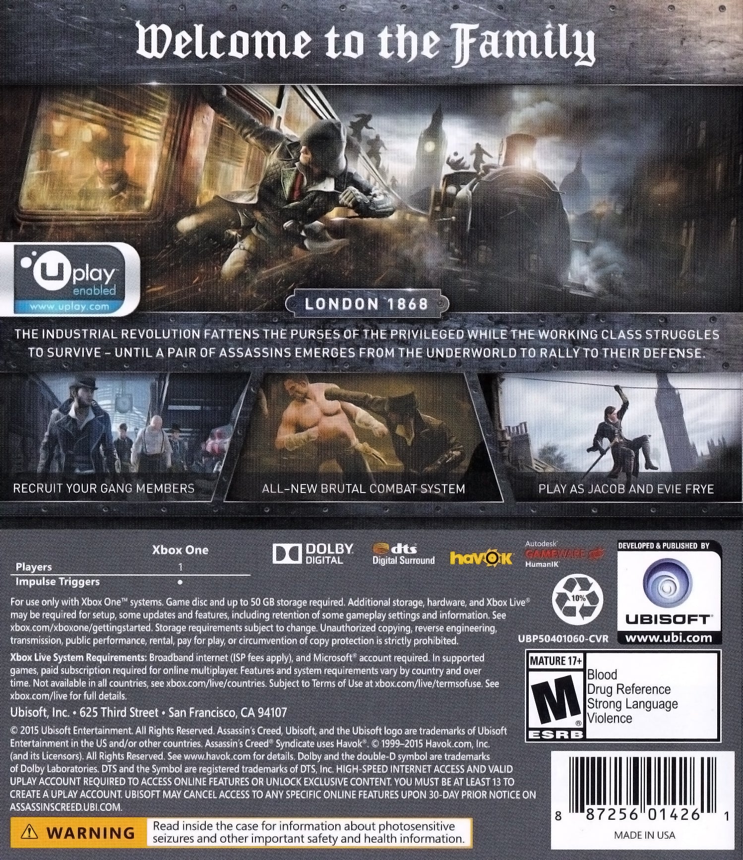 Assassin's Creed Syndicate Xbox One - Video Game - Used - CaveGamers - Image 2