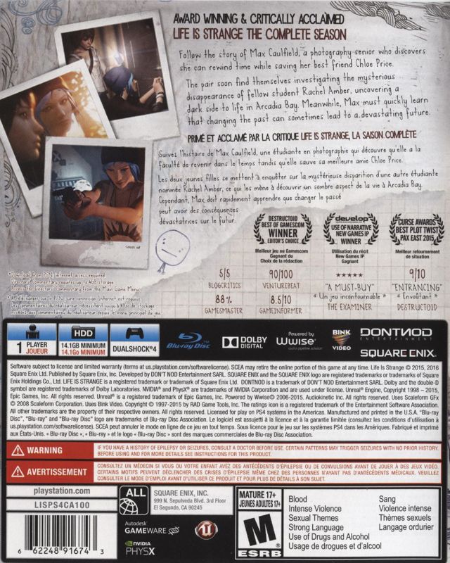 Life Is Strange PS4 - Video Game - Used - CaveGamers - Image 2