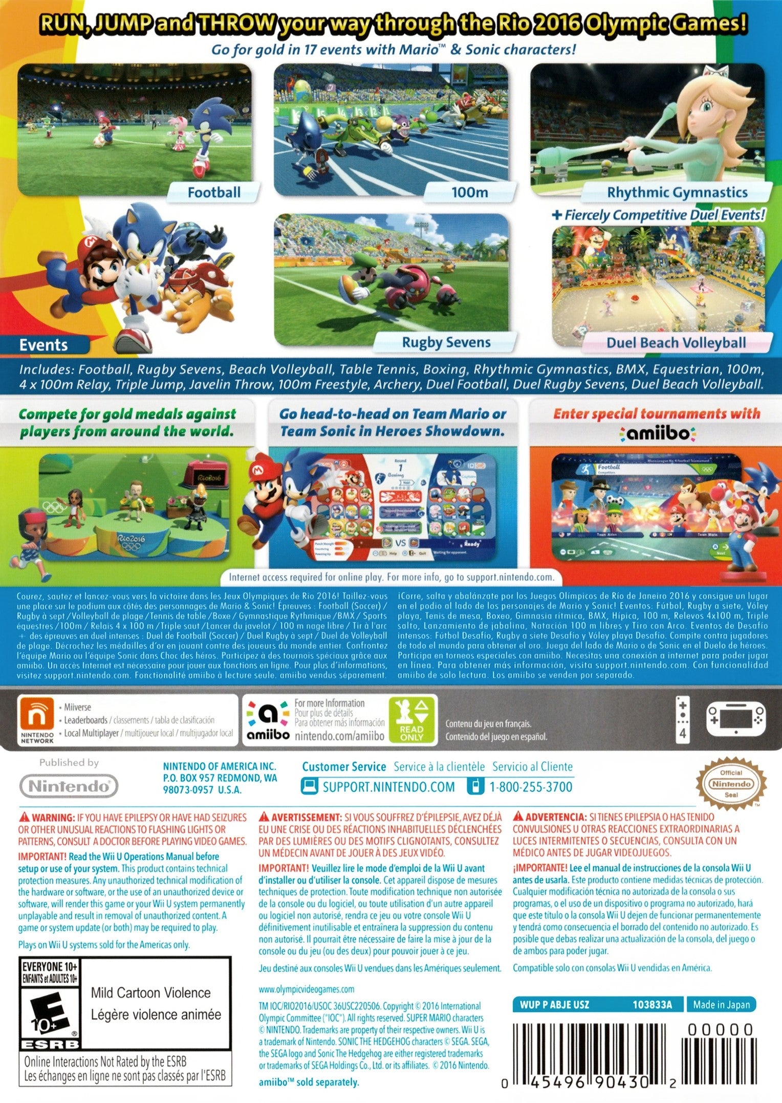 Mario & Sonic at the Rio 2016 Olympic Games Wii U - Video Game - Used - CaveGamers - Image 2