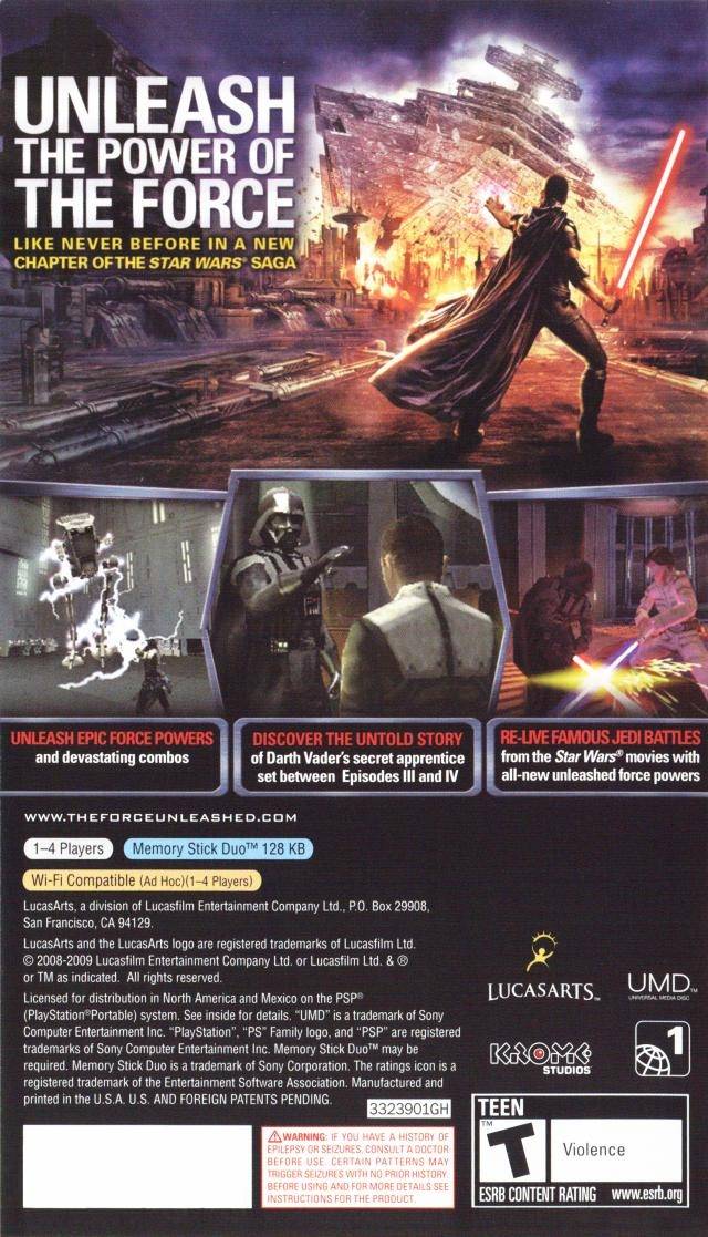Star Wars: The Force Unleashed PSP - Video Game - Used - CaveGamers - Image 2