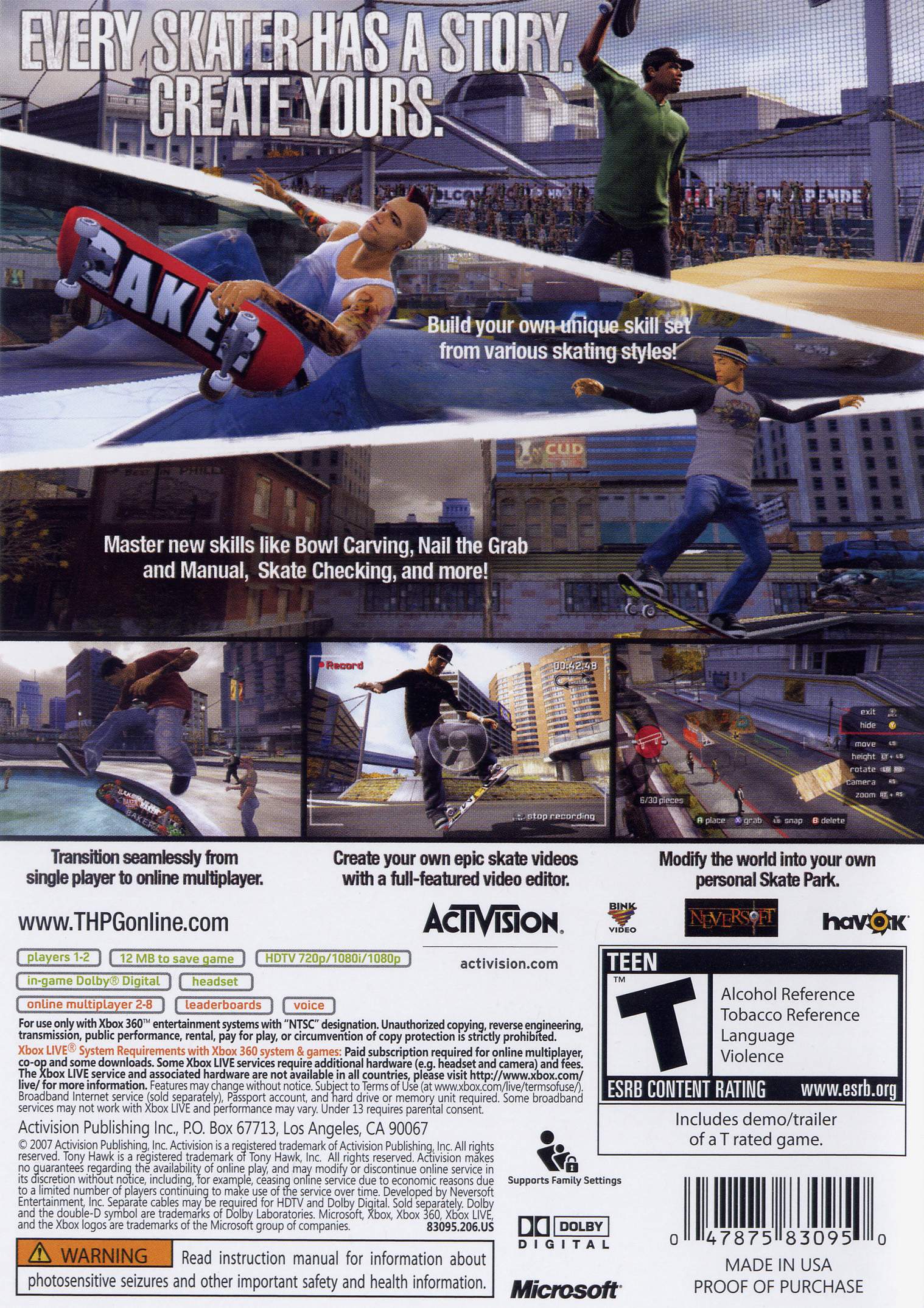 Tony Hawk's Proving Ground Xbox 360 - Video Game - Used - CaveGamers - Image 2