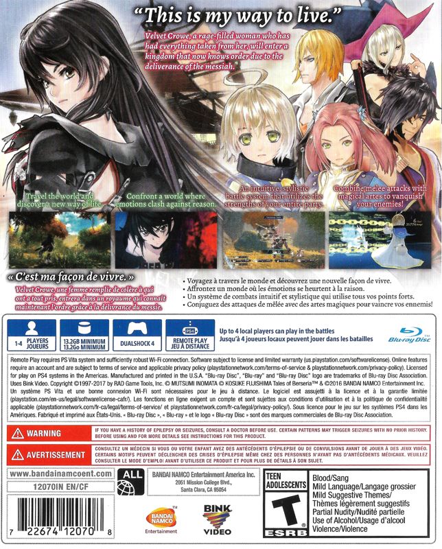 Tales of Berseria PS4 - Video Game - Used - CaveGamers - Image 2