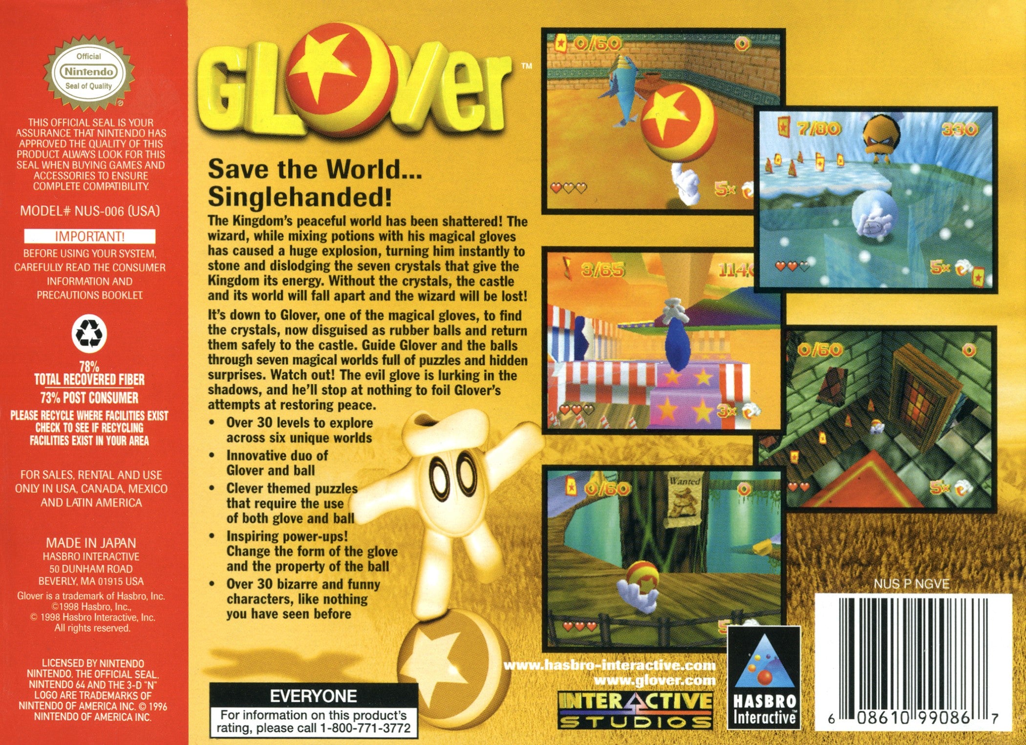 Glover N64 - Video Game - Used - CaveGamers - Image 2
