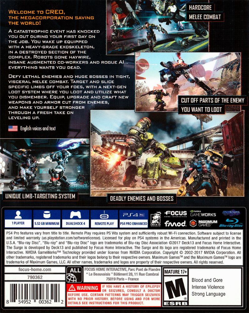 The Surge PS4 - Video Game - Used - CaveGamers - Image 2