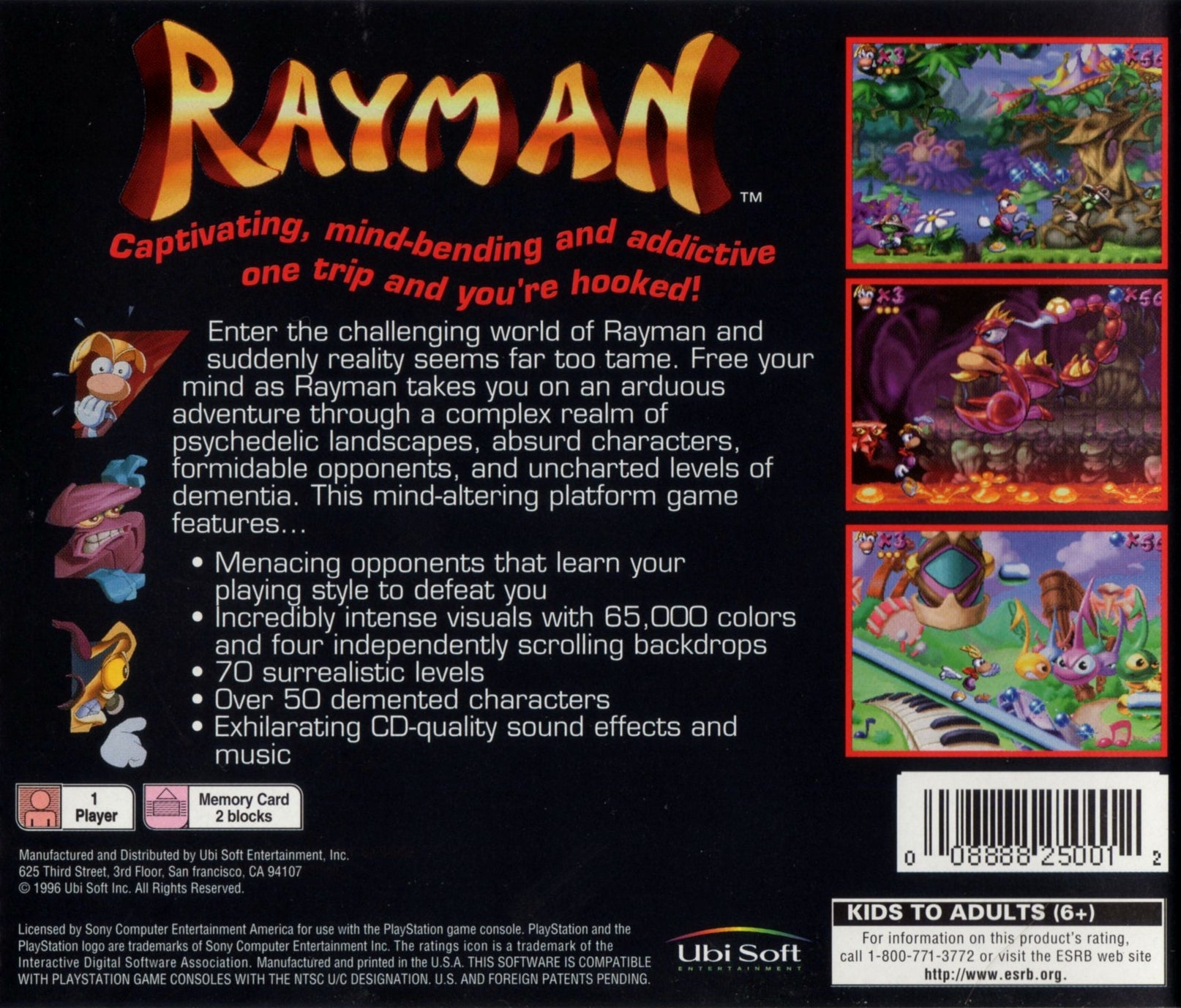 Rayman Playstation - Video Game - Used - CaveGamers - Image 2