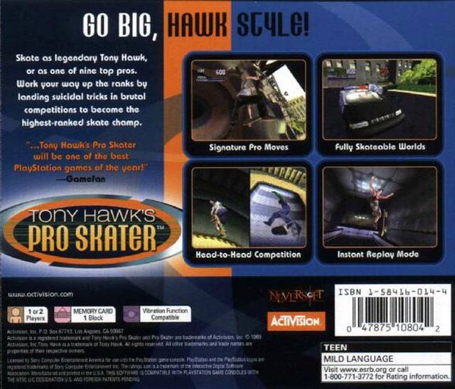 Tony Hawk's Pro Skater Playstation - Video Game - Used - CaveGamers - Image 2