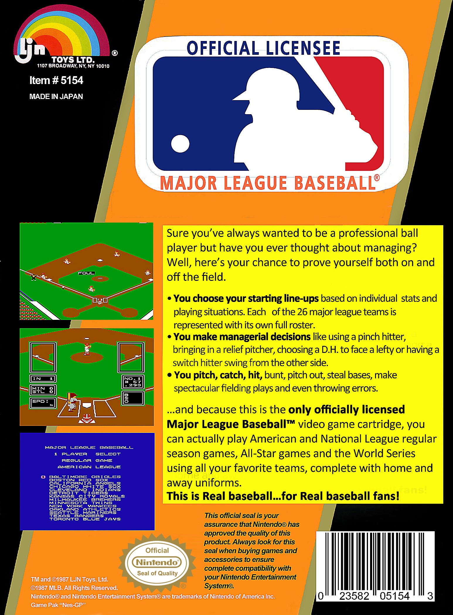Major League Baseball NES - Video Game - Used - CaveGamers - Image 2
