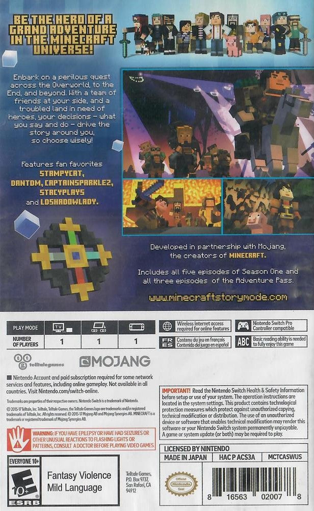 Minecraft: Story Mode Complete Adventure Switch - Video Game - Used - CaveGamers - Image 2