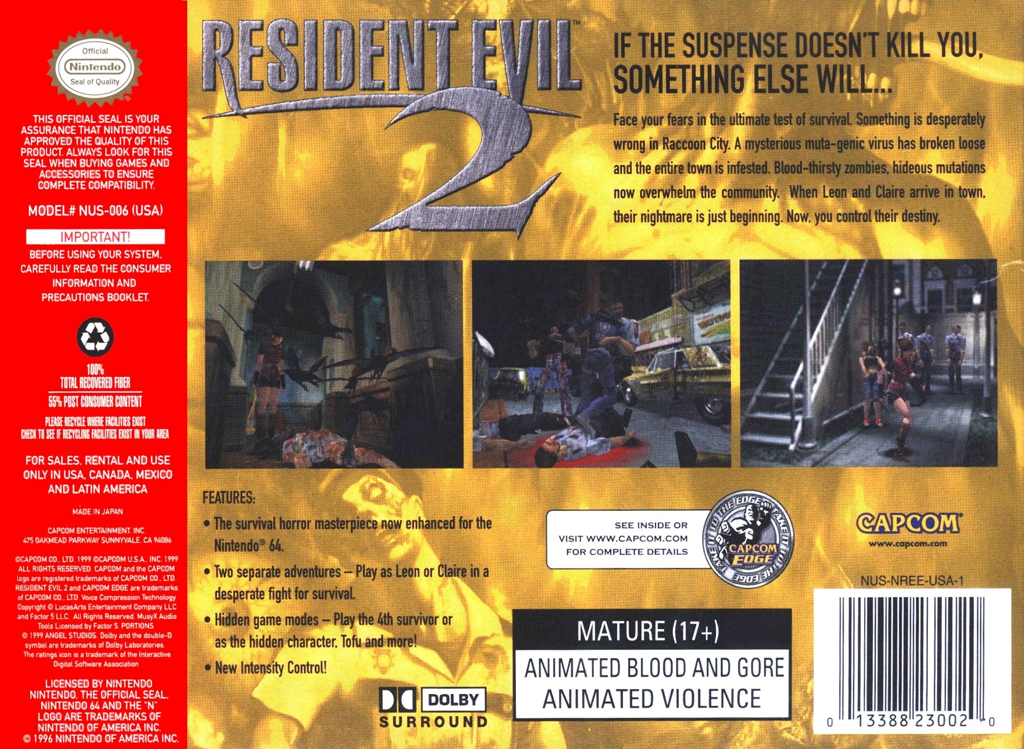 Resident Evil 2 N64 - Video Game - Used - CaveGamers - Image 2
