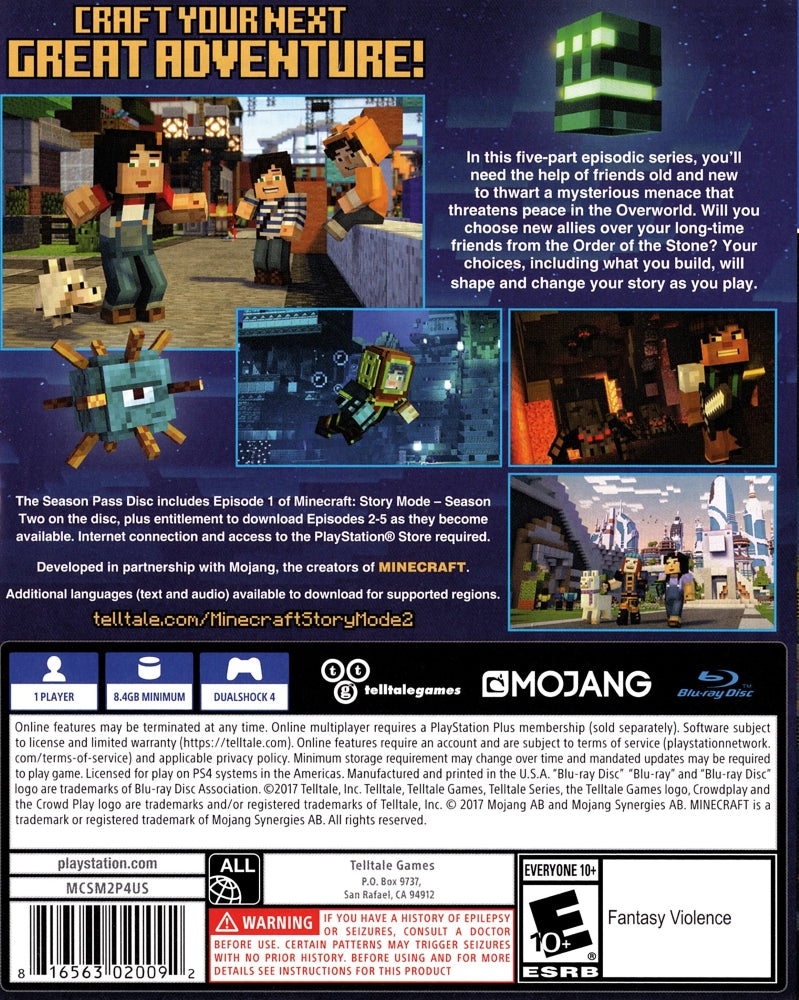 Minecraft: Story Mode Season Two PS4 - Video Game - Used - CaveGamers - Image 2