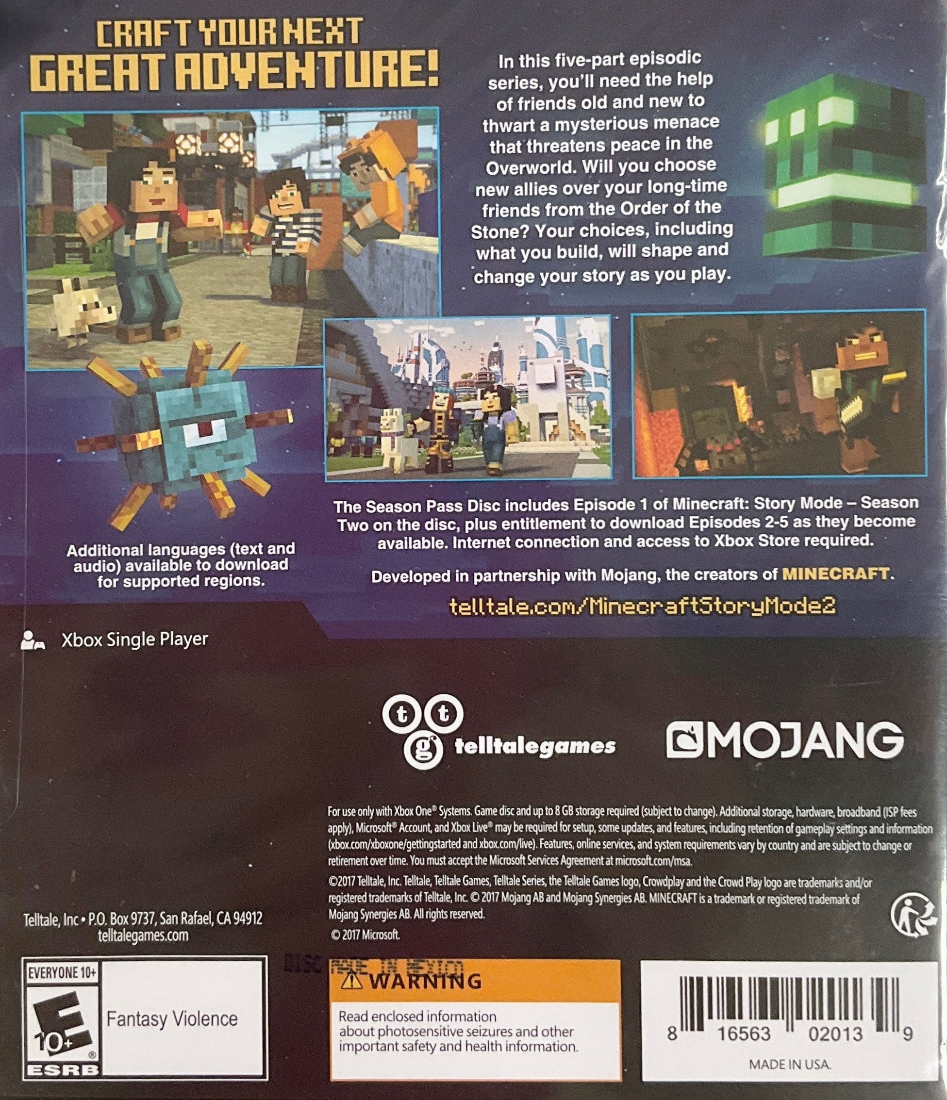 Minecraft: Story Mode Season Two Xbox One - Video Game - Used - CaveGamers - Image 2