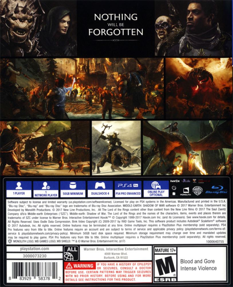 Middle Earth: Shadow of War PS4 - Video Game - Used - CaveGamers - Image 2