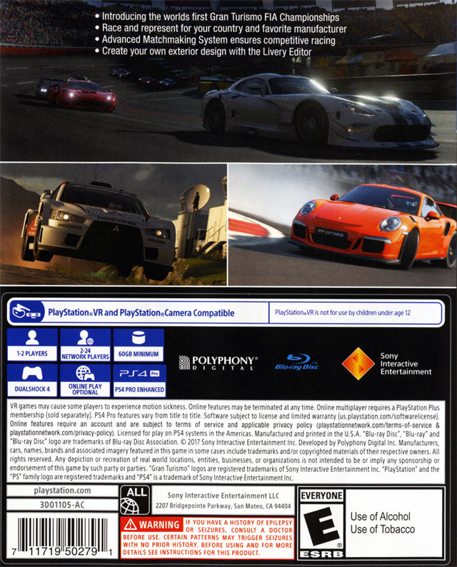 Gran Turismo Sport PS4 - Video Game - Used - CaveGamers - Image 2