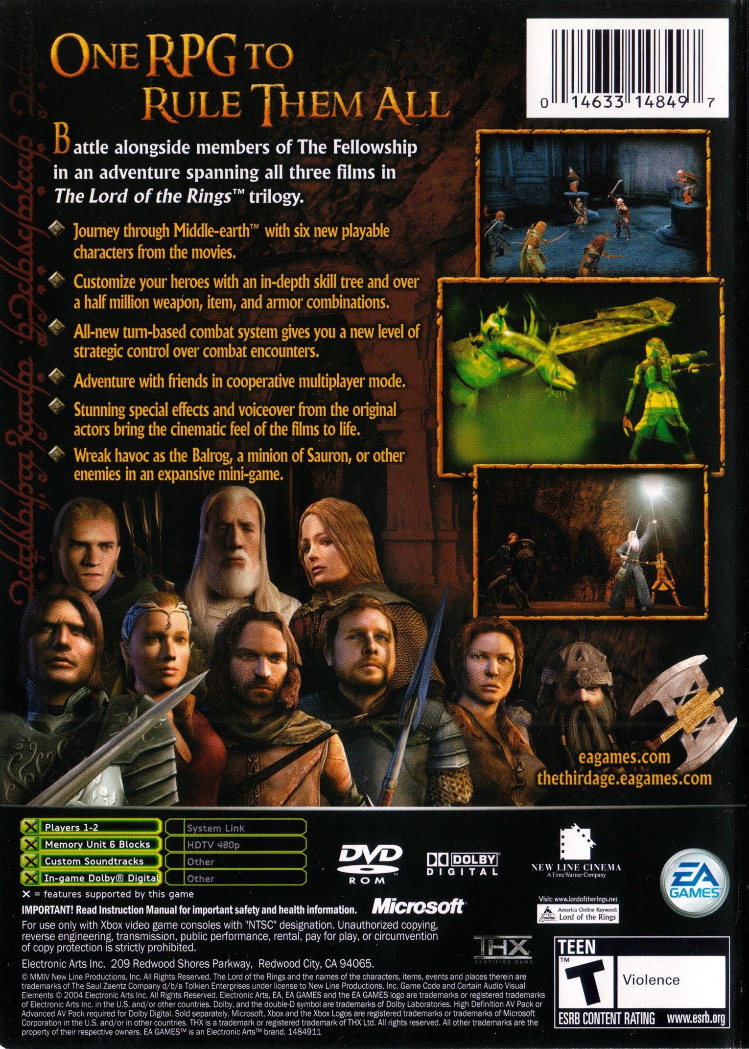 The Lord of the Rings: The Third Age Xbox - Video Game - Used - CaveGamers - Image 2