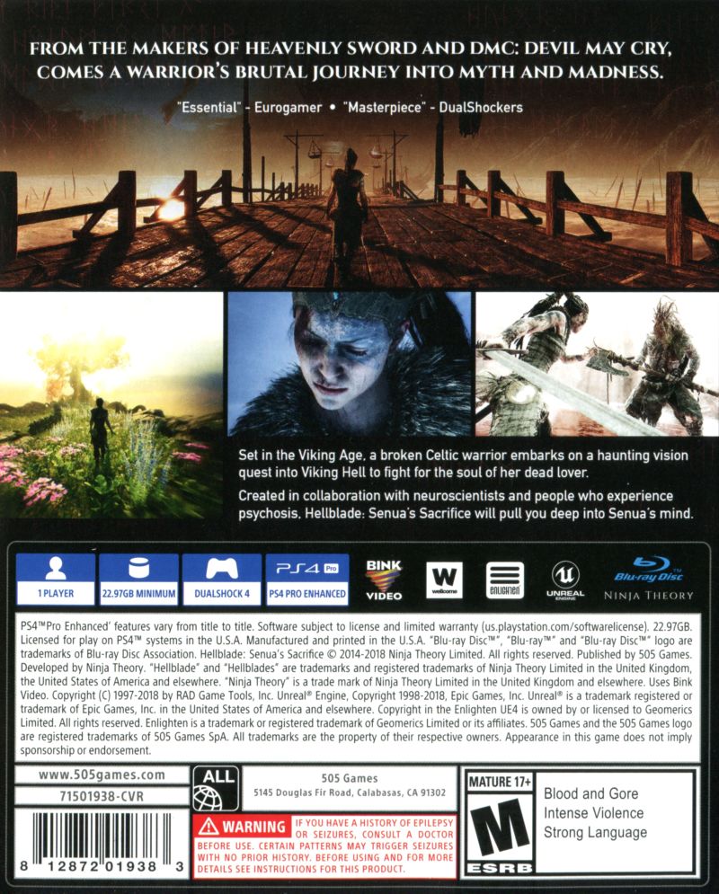 Hellblade Senua's Sacrifice PS4 - Video Game - Used - CaveGamers - Image 2