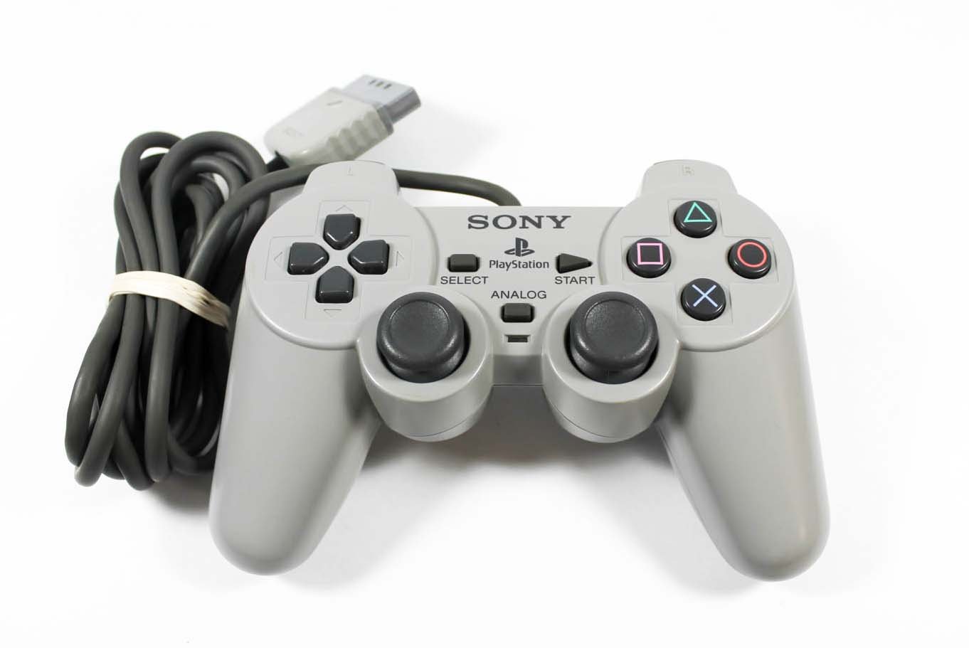 Playstation Dual Analog Controller (SCPH-1180) - Gray - Video Game Accessory - Used - CaveGamers