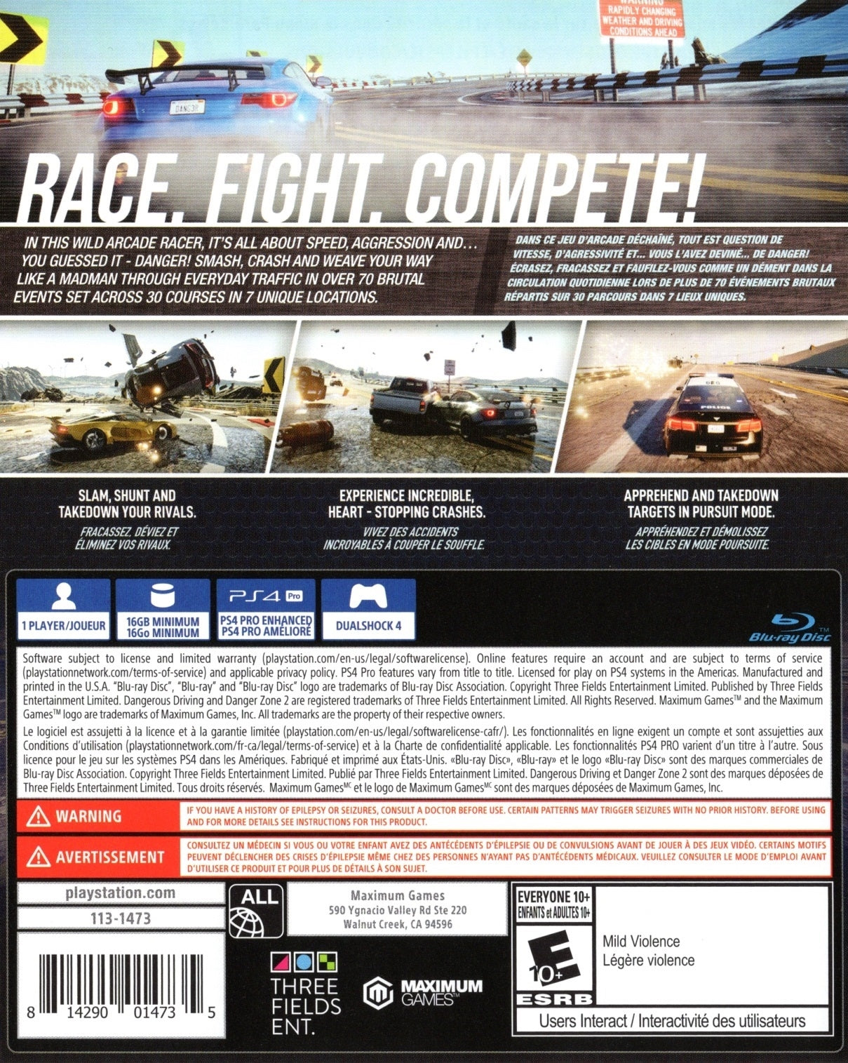 Dangerous Driving PS4 - Video Game - Used - CaveGamers - Image 2