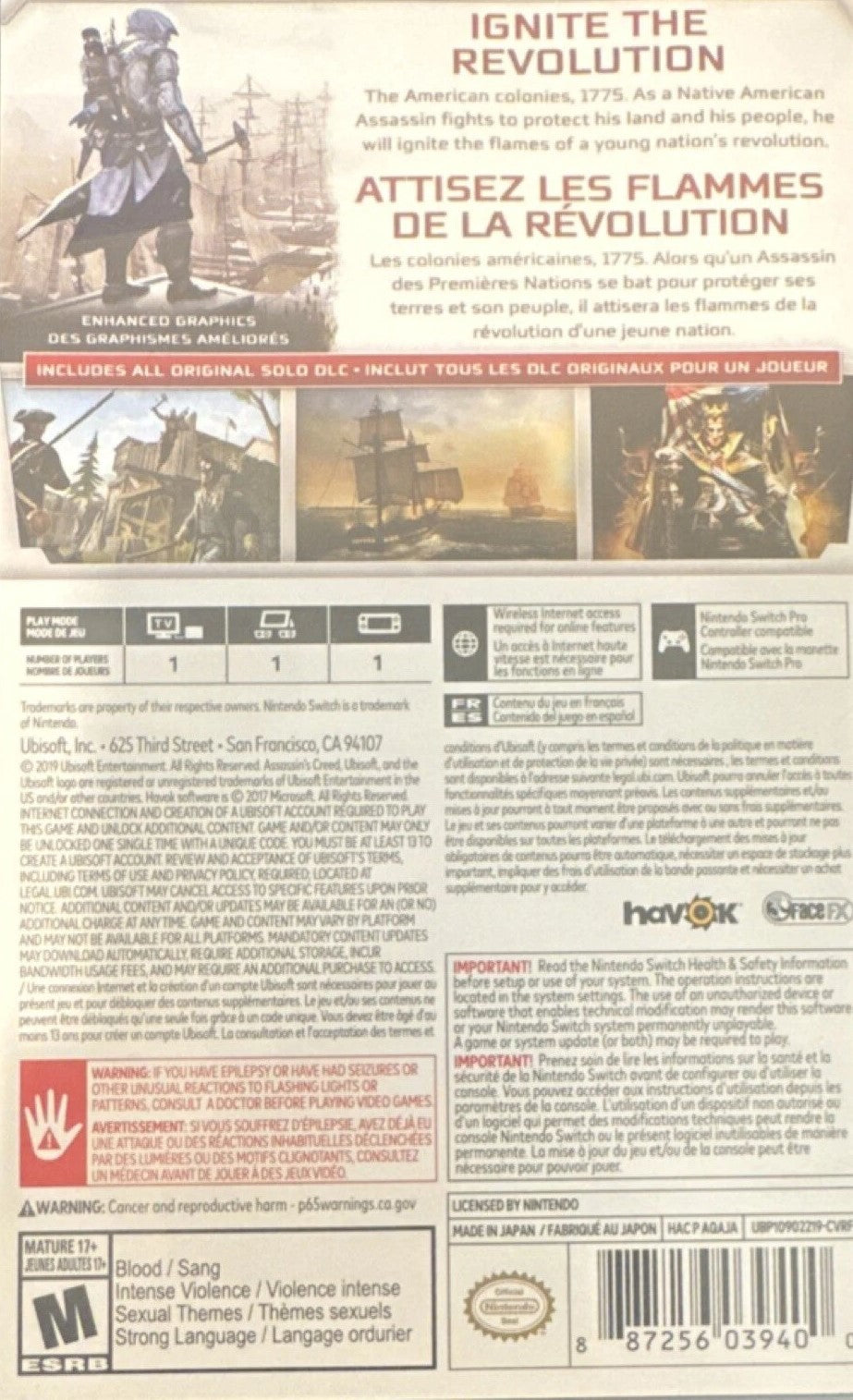 Assassin's Creed III Remastered Switch - Video Game - Used - CaveGamers - Image 2