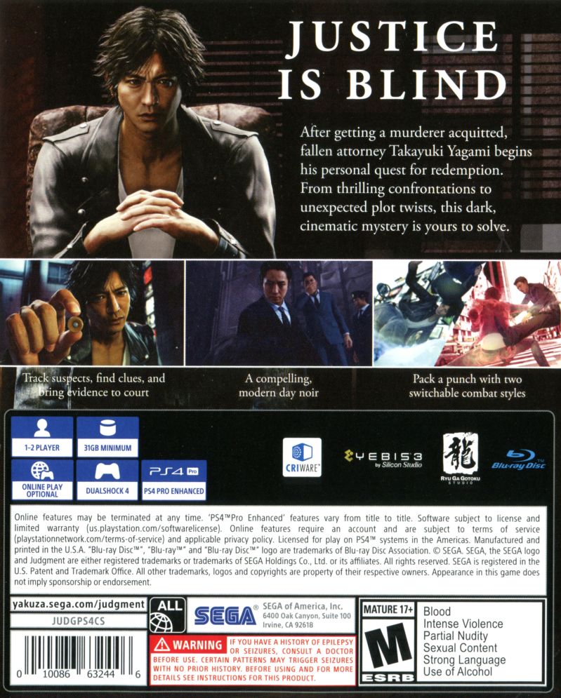 Judgment PS4 - Video Game - Used - CaveGamers - Image 2