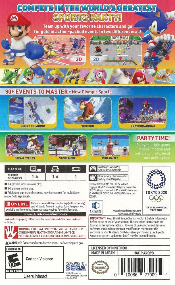 Mario & Sonic at the Olympic Games Tokyo 2020 Switch - Video Game - Used - CaveGamers - Image 2