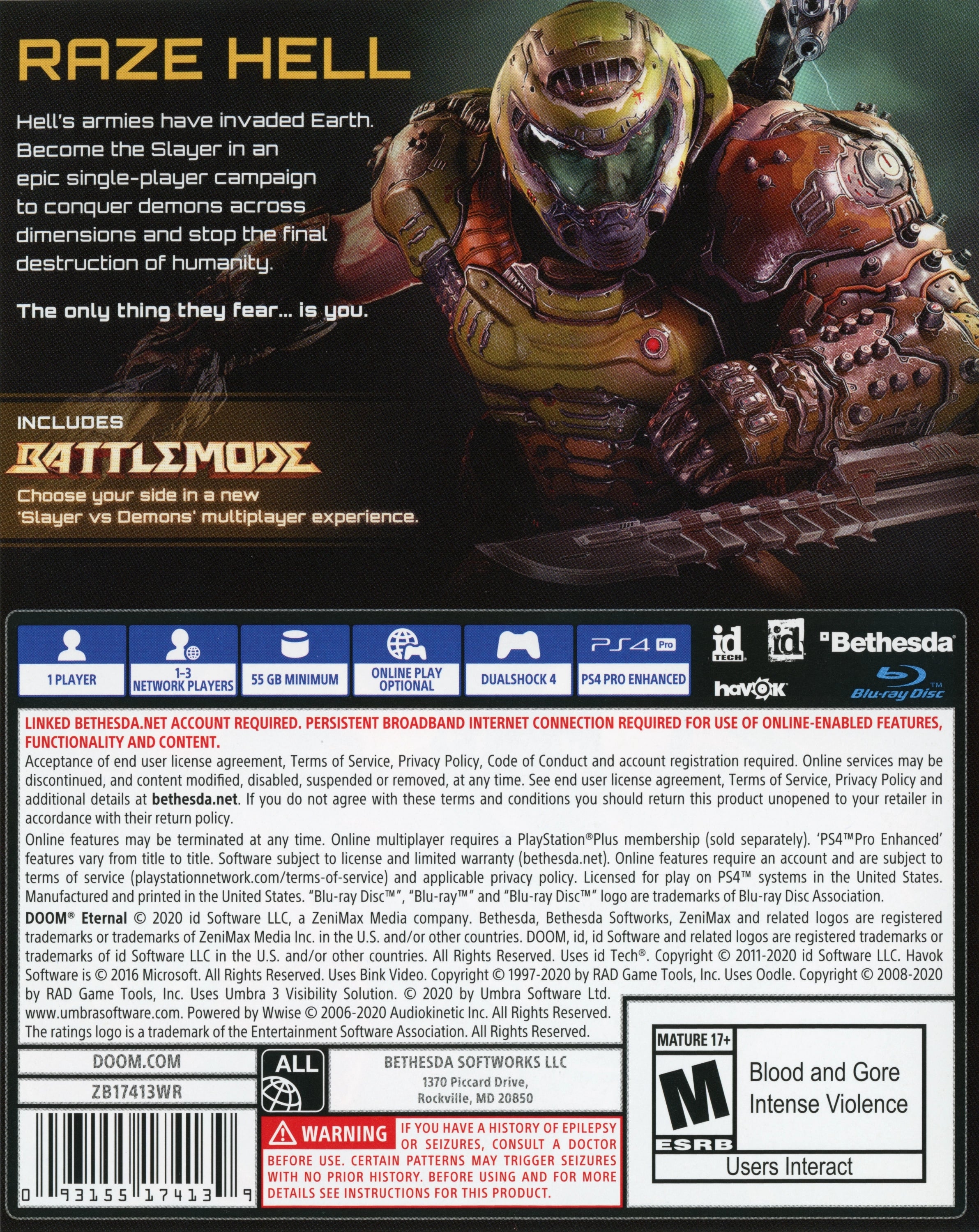 Doom Eternal PS4 - Video Game - Used - CaveGamers - Image 2