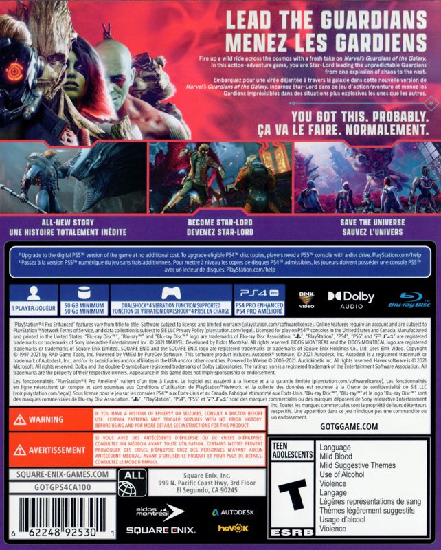 Marvel's Guardians of the Galaxy PS4 - Video Game - Used - CaveGamers - Image 2