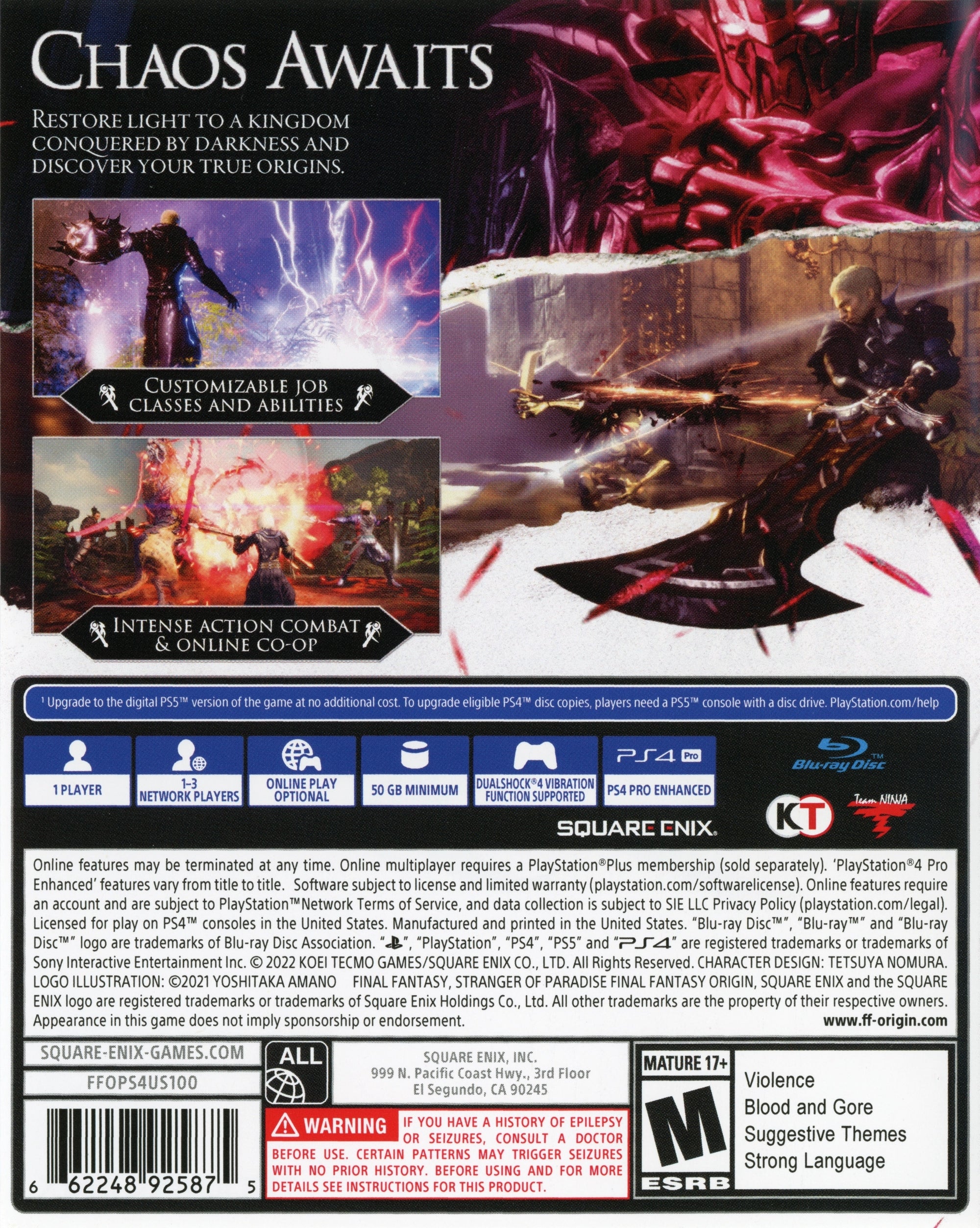 Stranger of Paradise Final Fantasy Origin PS4 - Video Game - Used - CaveGamers - Image 2