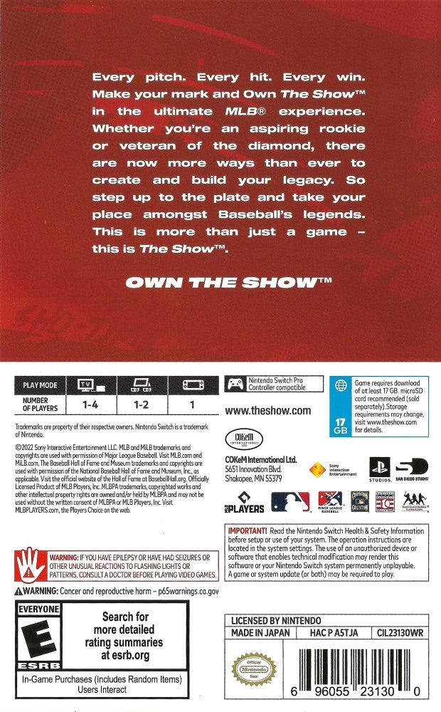 MLB The Show 22 Switch - Video Game - Used - CaveGamers - Image 2