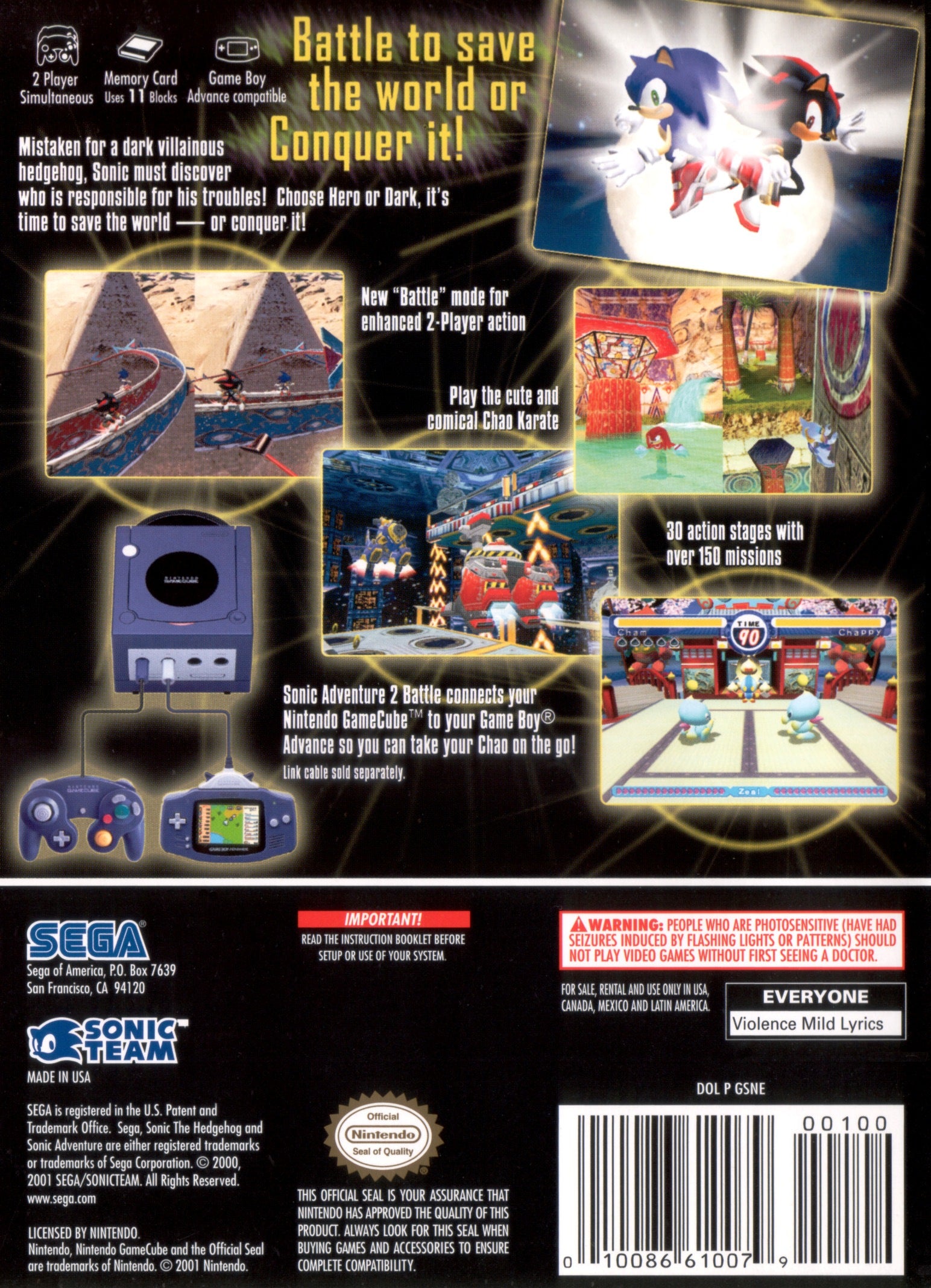 Sonic Adventure 2 Battle GameCube - Video Game - Used - CaveGamers - Image 2