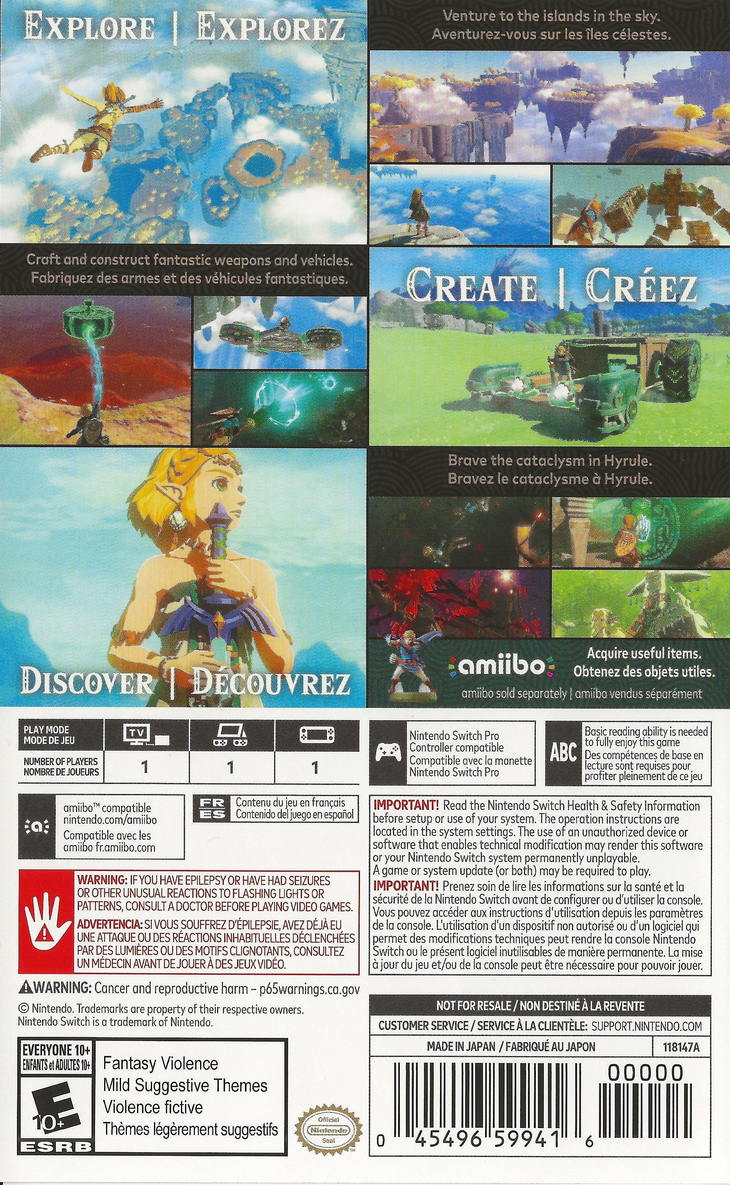 The Legend of Zelda: Tears Of the Kingdom Switch - Video Game - Used - CaveGamers - Image 2
