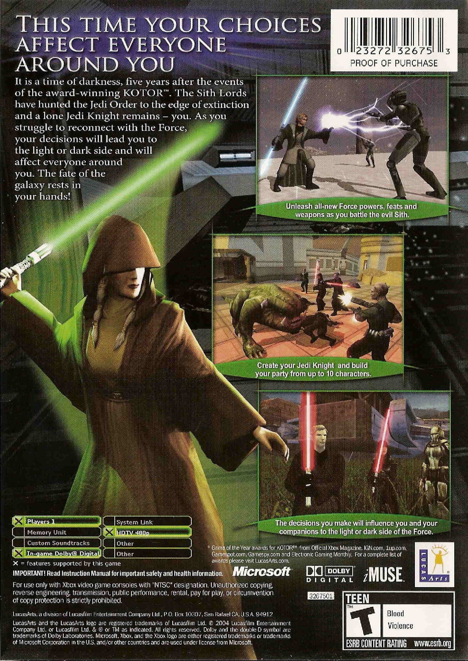 Star Wars Knights of the Old Republic II: The Sith Lords Xbox - Video Game - Used - CaveGamers - Image 2