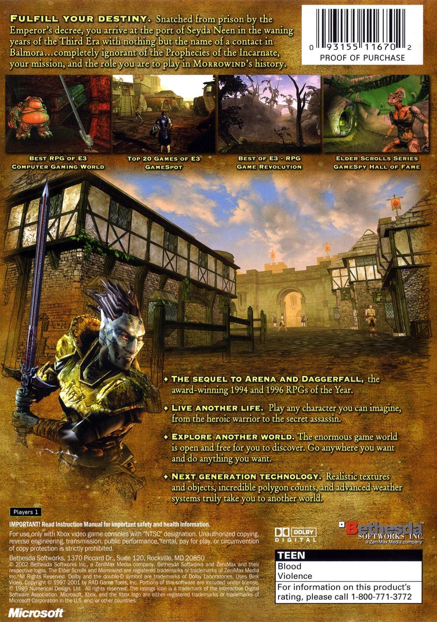 The Elder Scrolls III: Morrowind Xbox - Video Game - Used - CaveGamers - Image 2