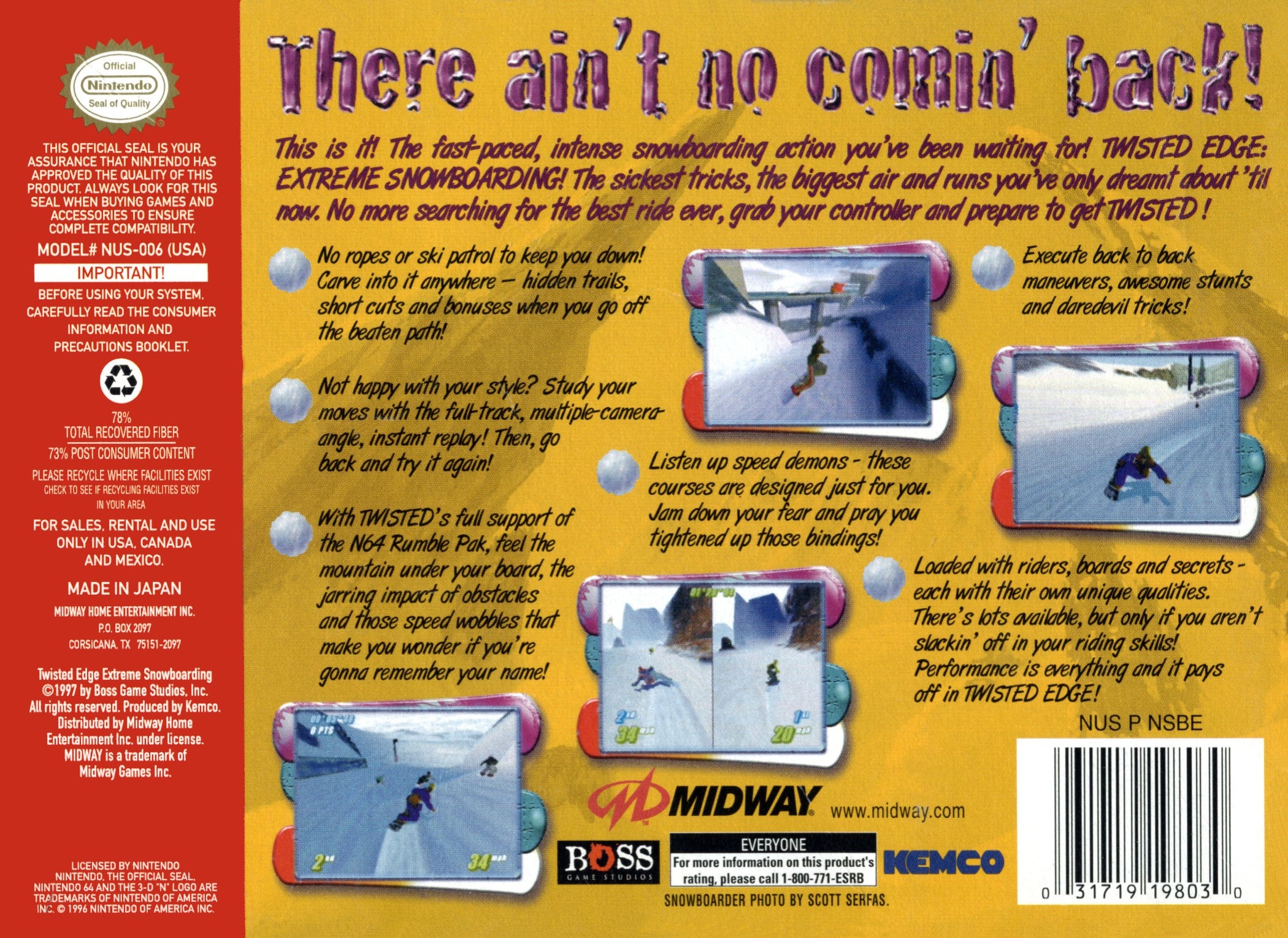 Twisted Edge Extreme Snowboarding N64 - Video Game - Used - CaveGamers - Image 2