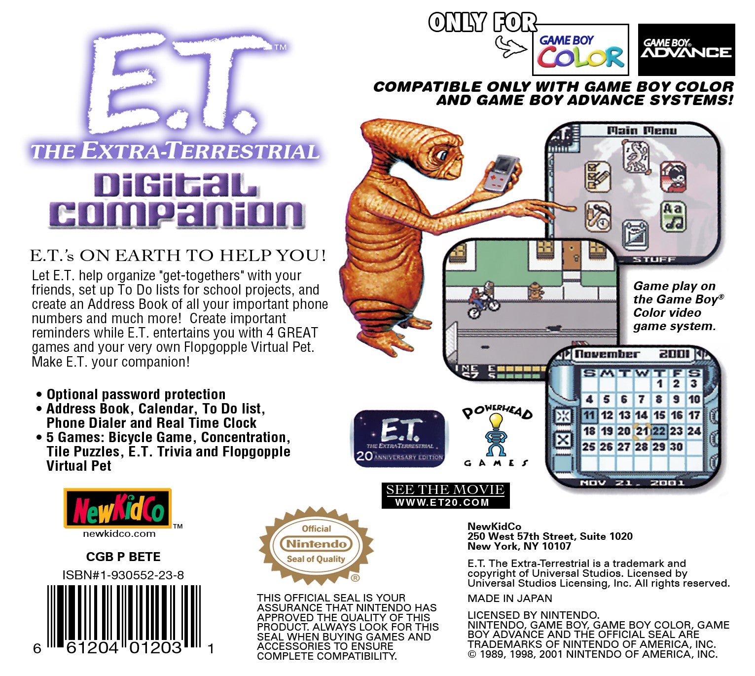 E.T. The Extra-Terrestrial Digital Companion (Give to Mike/Repairs) Game Boy Color - Video Game - Used - CaveGamers - Image 2