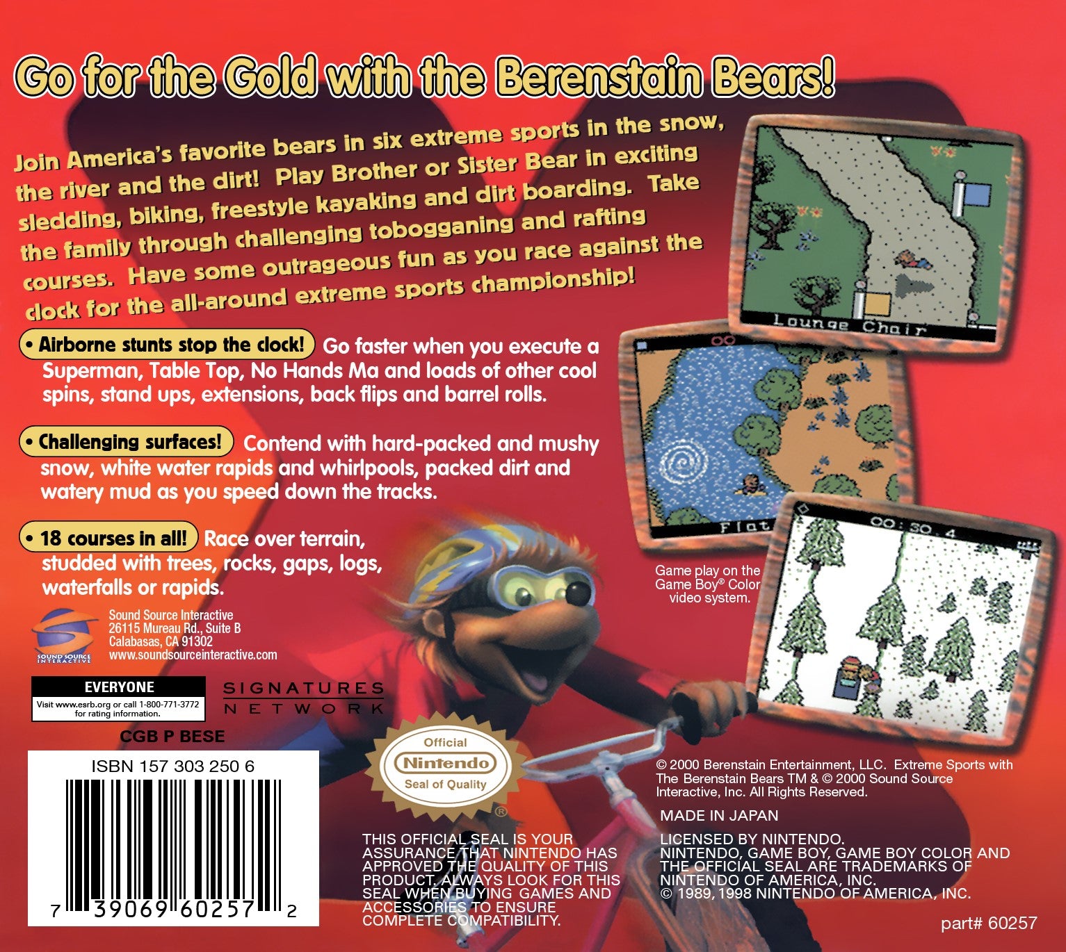 Extreme Sports With The Berenstain Bears Game Boy Color - Video Game - Used - CaveGamers - Image 2