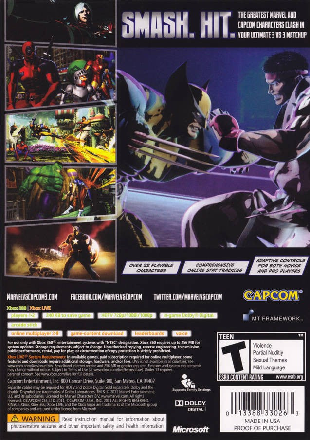 Marvel Vs. Capcom 3 Fate of Two Worlds Xbox 360 - Video Game - Used - CaveGamers - Image 2