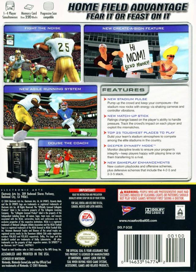 NCAA Football 2005 GameCube - Video Game - Used - CaveGamers - Image 2