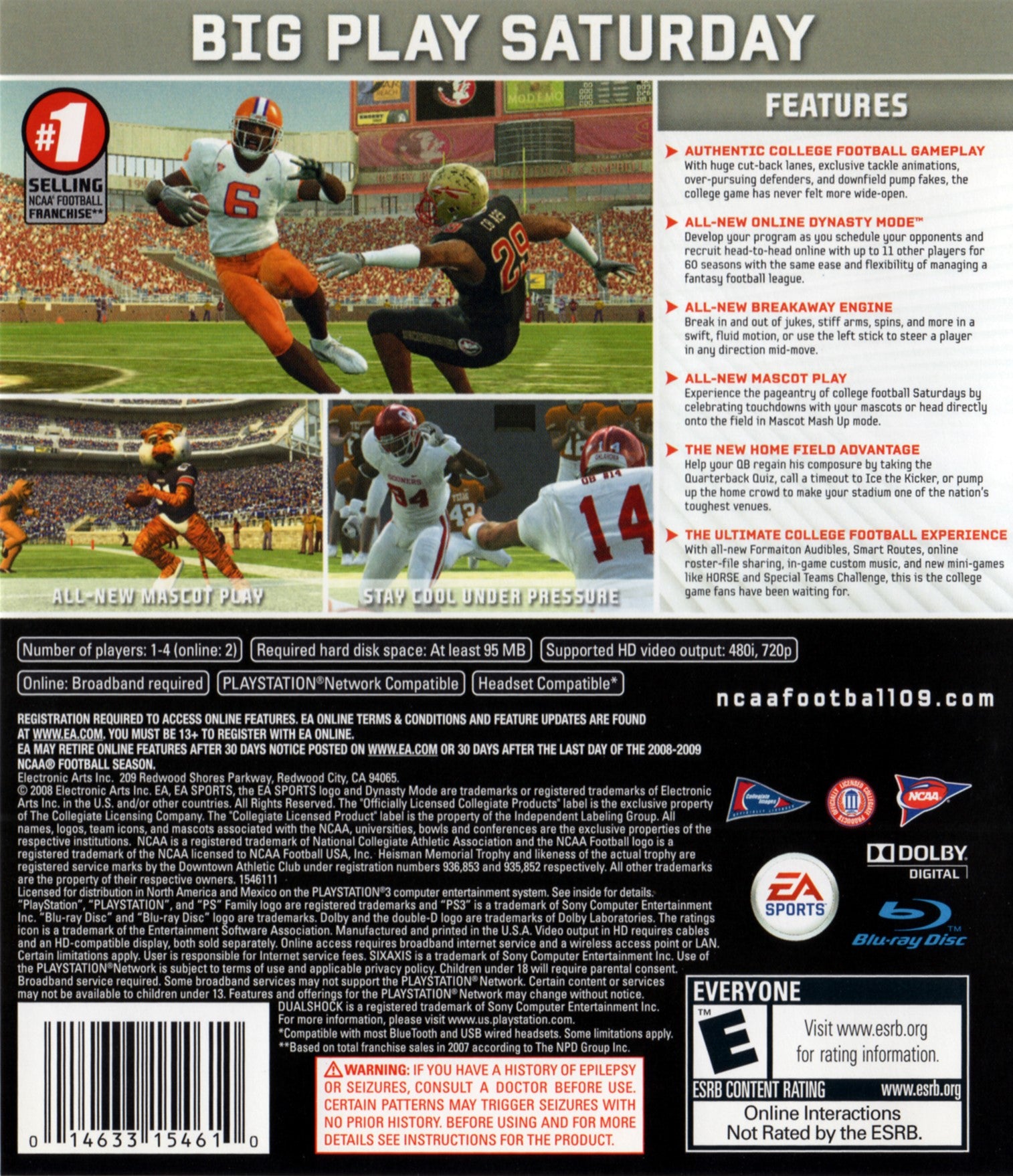 NCAA Football 09 PS3 - Video Game - Used - CaveGamers - Image 2