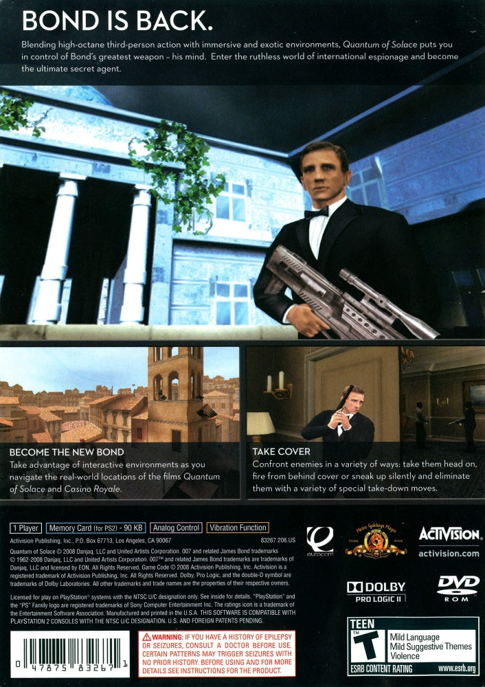 007: Quantum of Solace PS2 - Video Game - Used - CaveGamers - Image 2