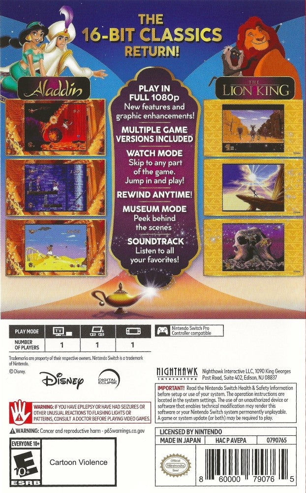Disney Classic Games: Aladdin and The Lion King Switch - Video Game - Used - CaveGamers - Image 2