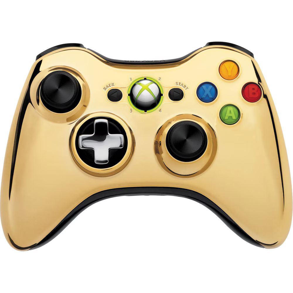 Xbox 360 Wireless Controller - Gold Chrome - Video Game Accessory - Used - CaveGamers