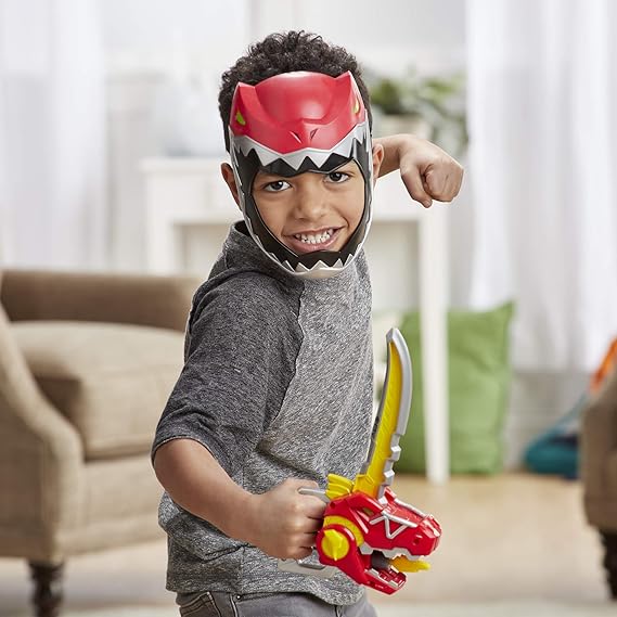 Playskool Heroes Power Rangers Zord Saber, Red Ranger Roleplay Mask with Sword Accessory