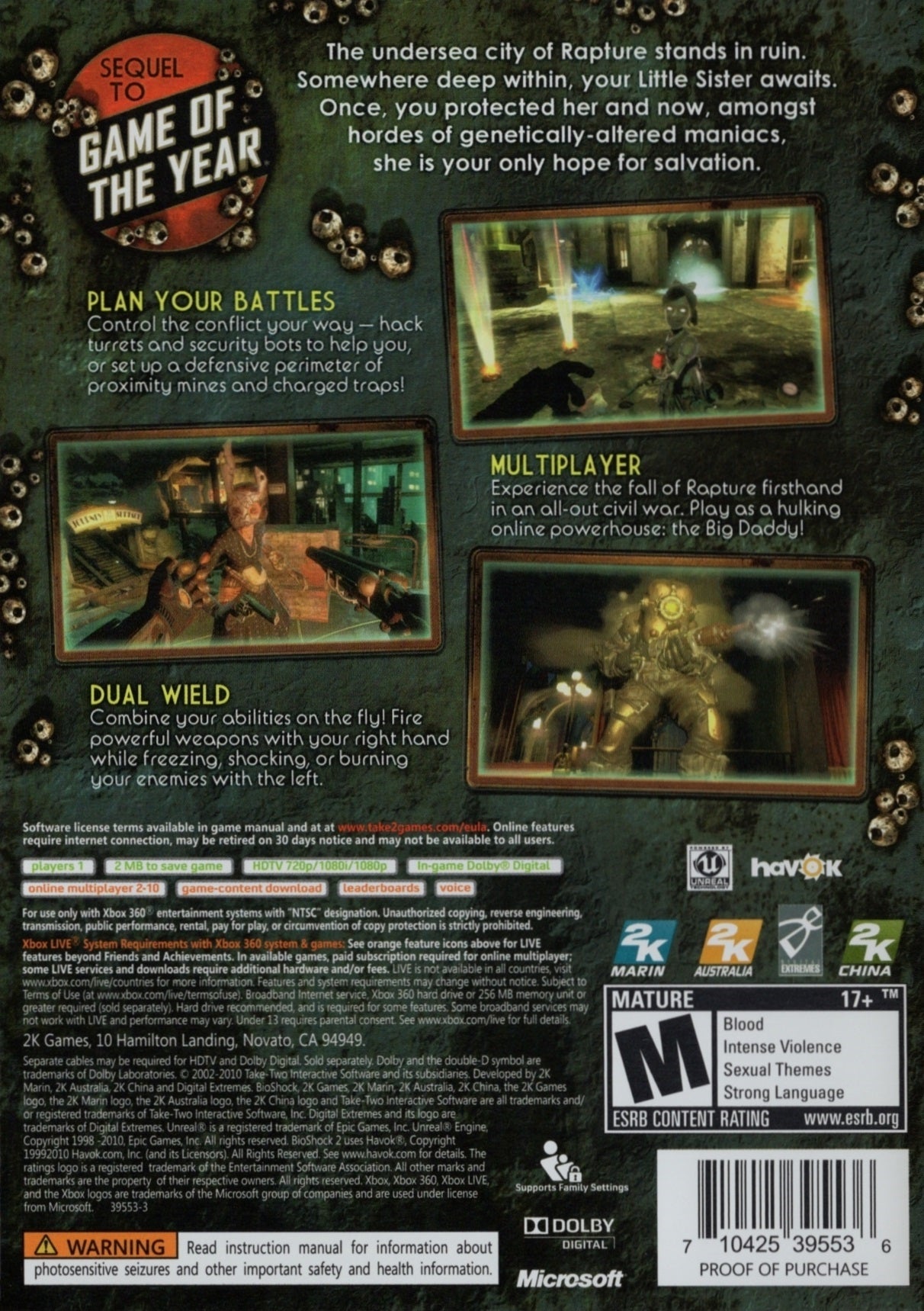 Bioshock 2 Xbox 360 - Video Game - Used - CaveGamers - Image 2