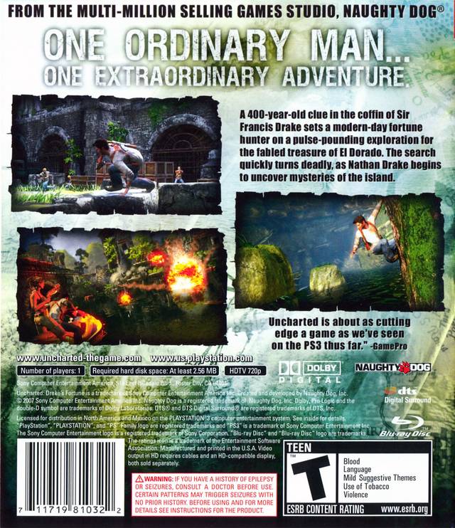 Uncharted: Drake's Fortune PS3 - Video Game - Used - CaveGamers - Image 2