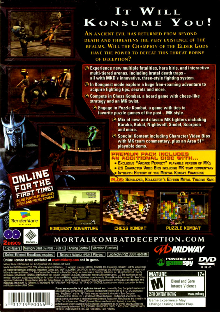 Mortal Kombat: Deception Bonus Disc PS2 - Video Game - Used - CaveGamers - Image 2
